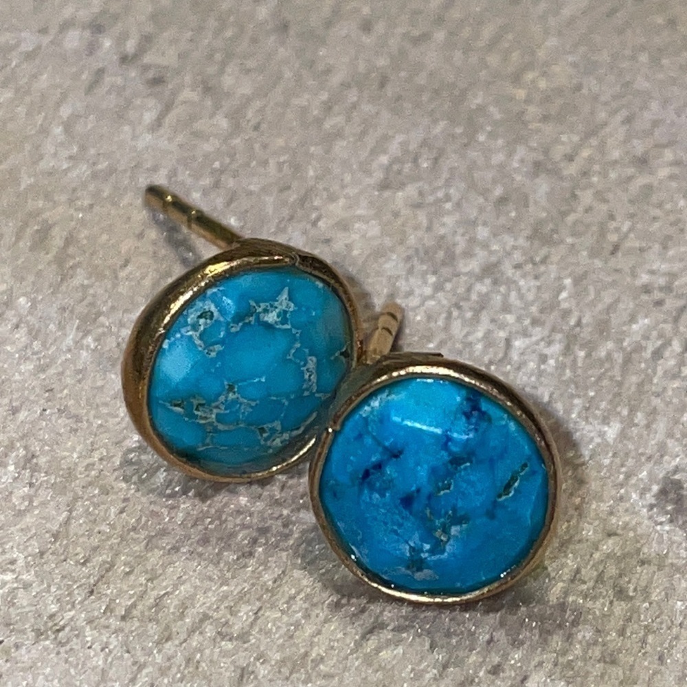 DAINTY Genuine Turquoise 925 Stud Earrings